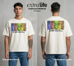 Vaqueros del Espacio | Las Caras del Cosmos #00516 - Playera Oversized Premium | Off White - Foto en modelo