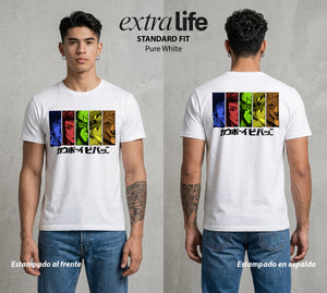 Vaqueros del Espacio | Las Caras del Cosmos #00516 - Playera Standard Fit | Pure White - Foto en modelo
