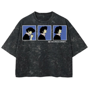 Playera streetwear premium de anime y gaming ExtraLife MX, corte boxy deluxe mineral wash heavyweight en color Acid Wash, moda urbana mexicana de culto.