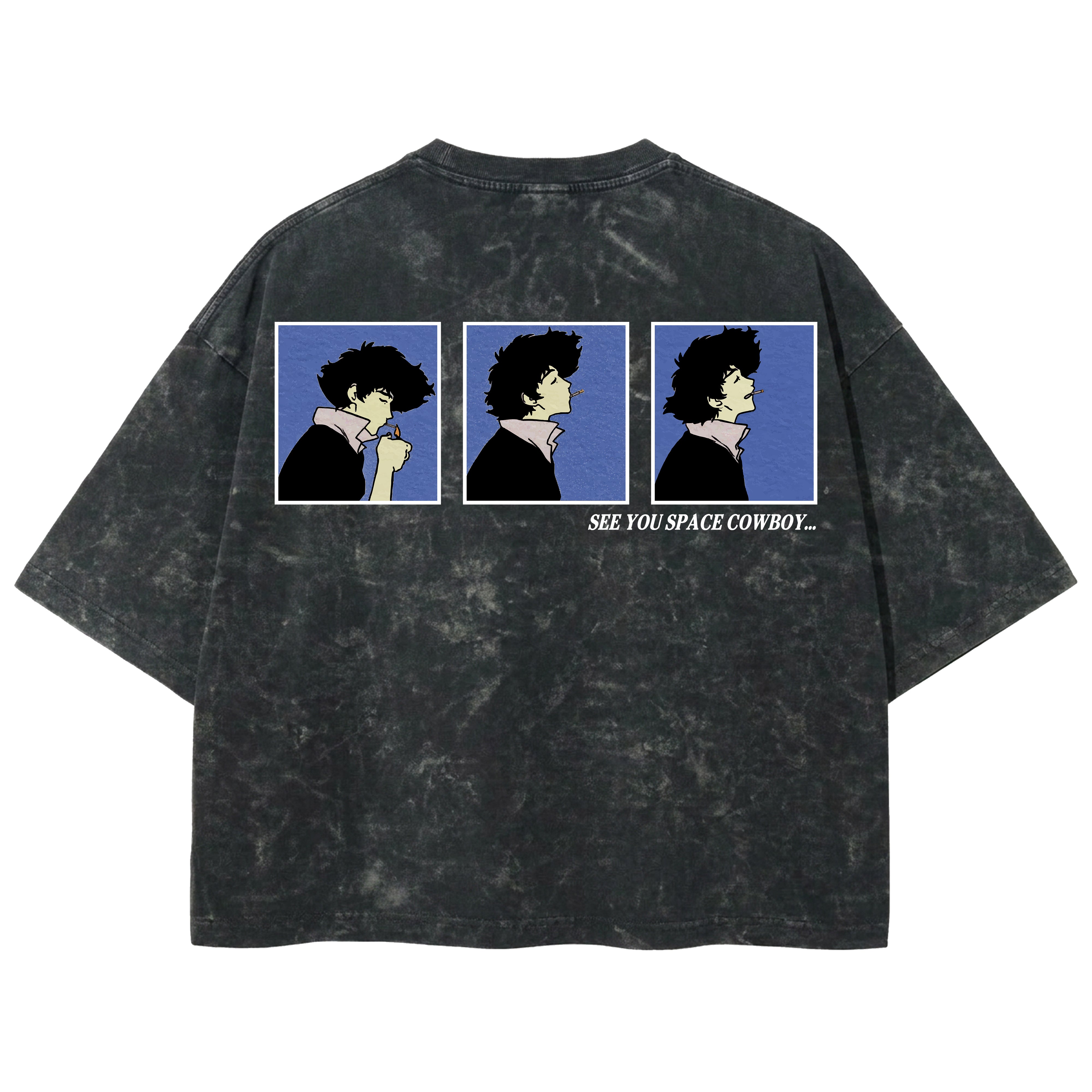 Playera streetwear premium de anime y gaming ExtraLife MX, corte boxy deluxe mineral wash heavyweight en color Acid Wash, moda urbana mexicana de culto.