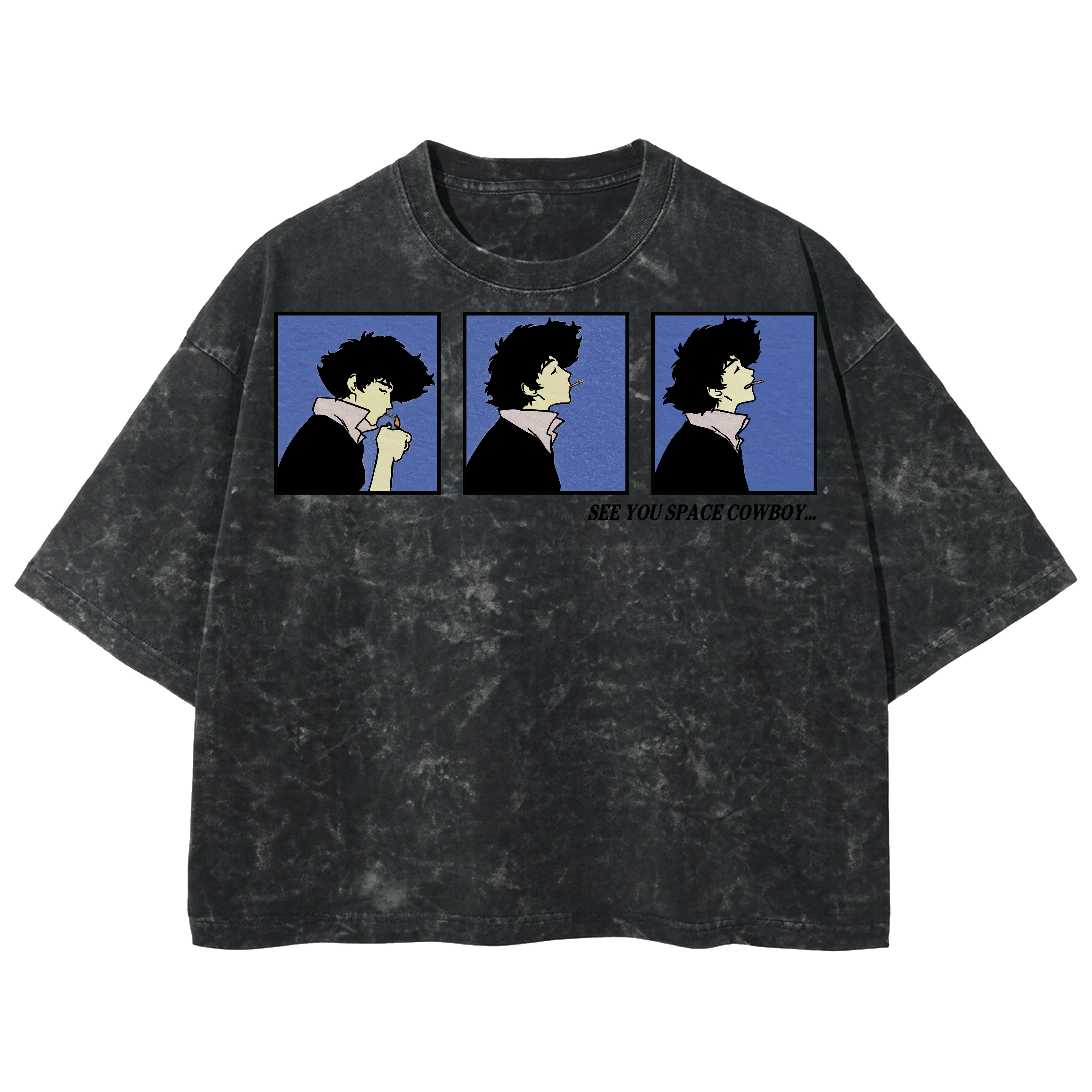 Playera streetwear premium de anime y gaming ExtraLife MX, corte boxy deluxe mineral wash heavyweight en color Acid Wash, moda urbana mexicana de culto.
