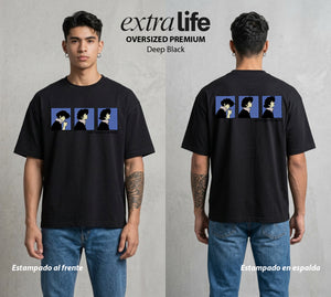 Vaqueros del Espacio | El Adios Estelar Hasta Luego #00518 - Playera Oversized Premium | Deep Black - Foto en modelo