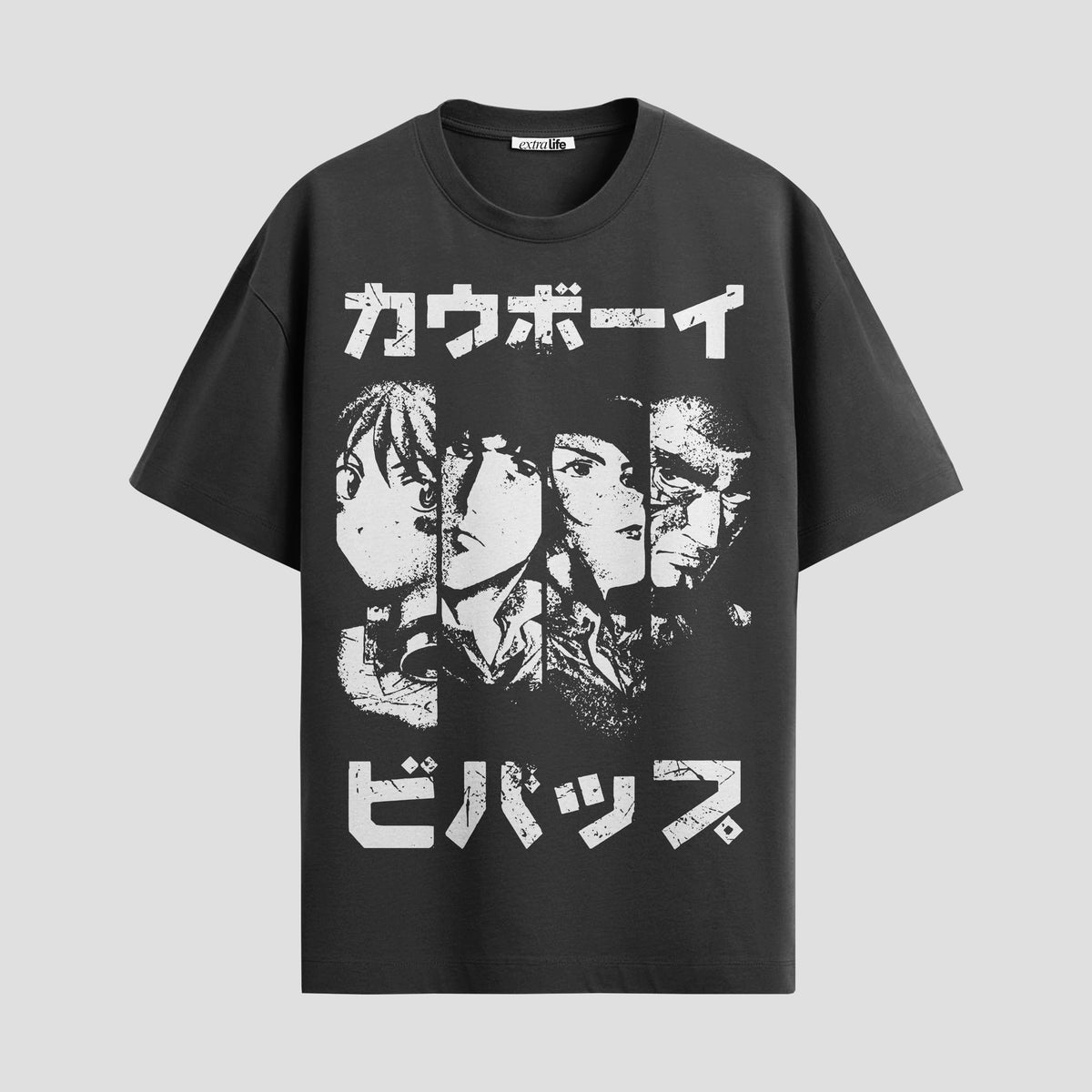 Playera urbana de anime y gaming ExtraLife MX, corte Classic Premium unisex ligero y transpirable en color Deep Black y Pure White, ropa de uso diario para gym y casual.
