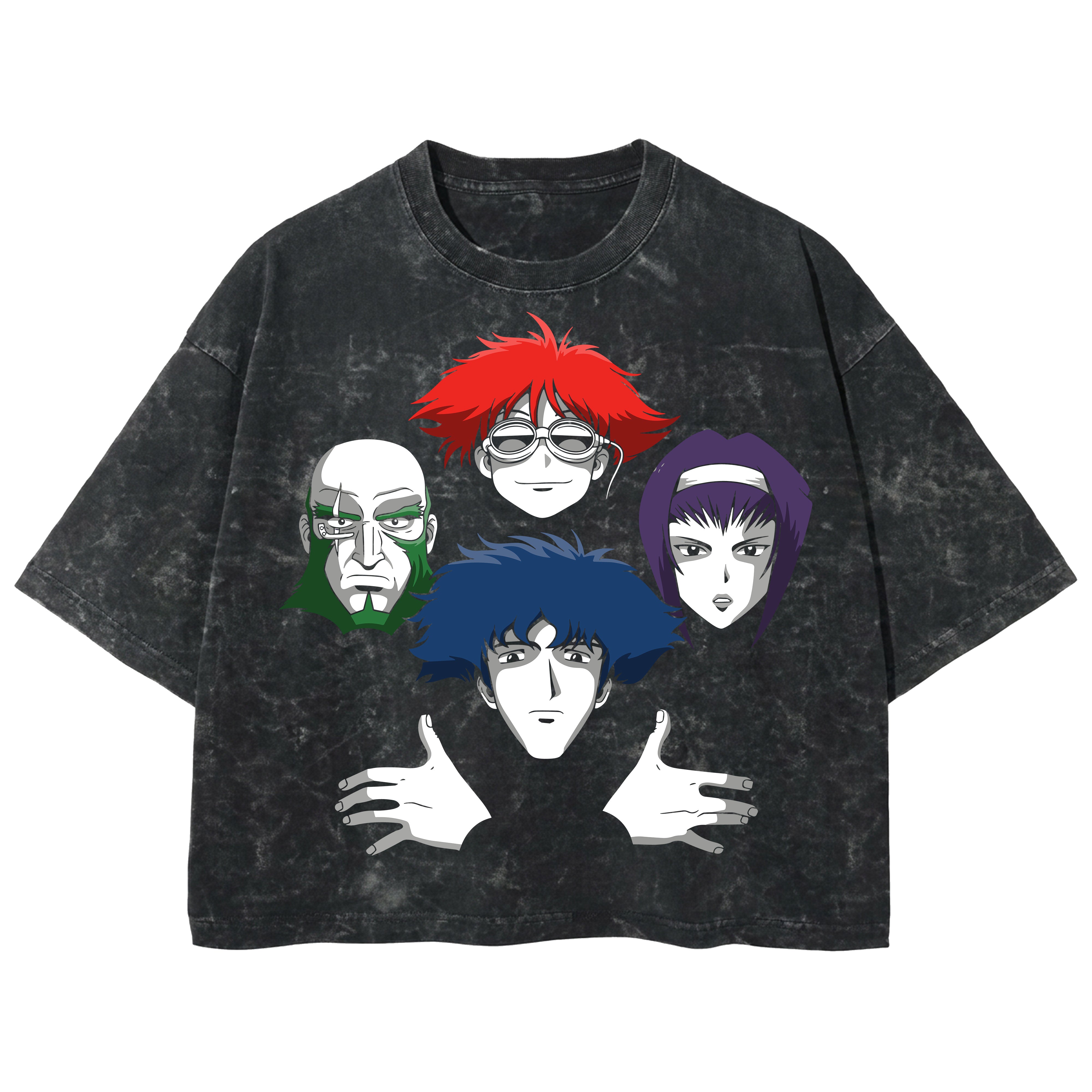Playera streetwear premium de anime y gaming ExtraLife MX, corte boxy deluxe mineral wash heavyweight en color Acid Wash, moda urbana mexicana de culto.
