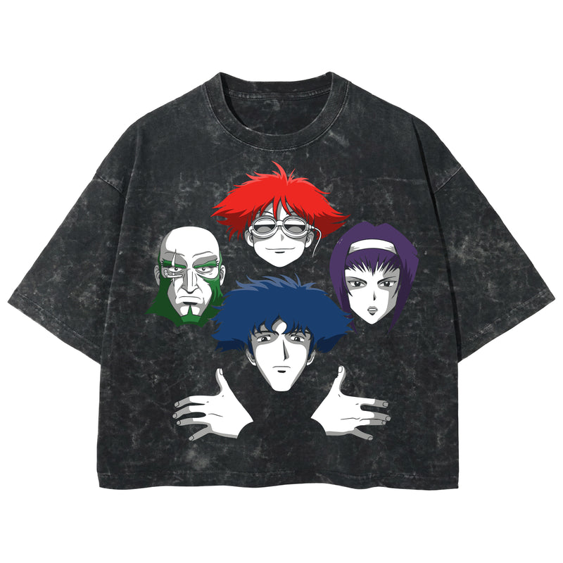 Playera streetwear premium de anime y gaming ExtraLife MX, corte boxy deluxe mineral wash heavyweight en color Acid Wash, moda urbana mexicana de culto.