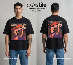 Vaqueros del Espacio | Genio e Industria #00521 - Playera Oversized Premium | Deep Black - Foto en modelo