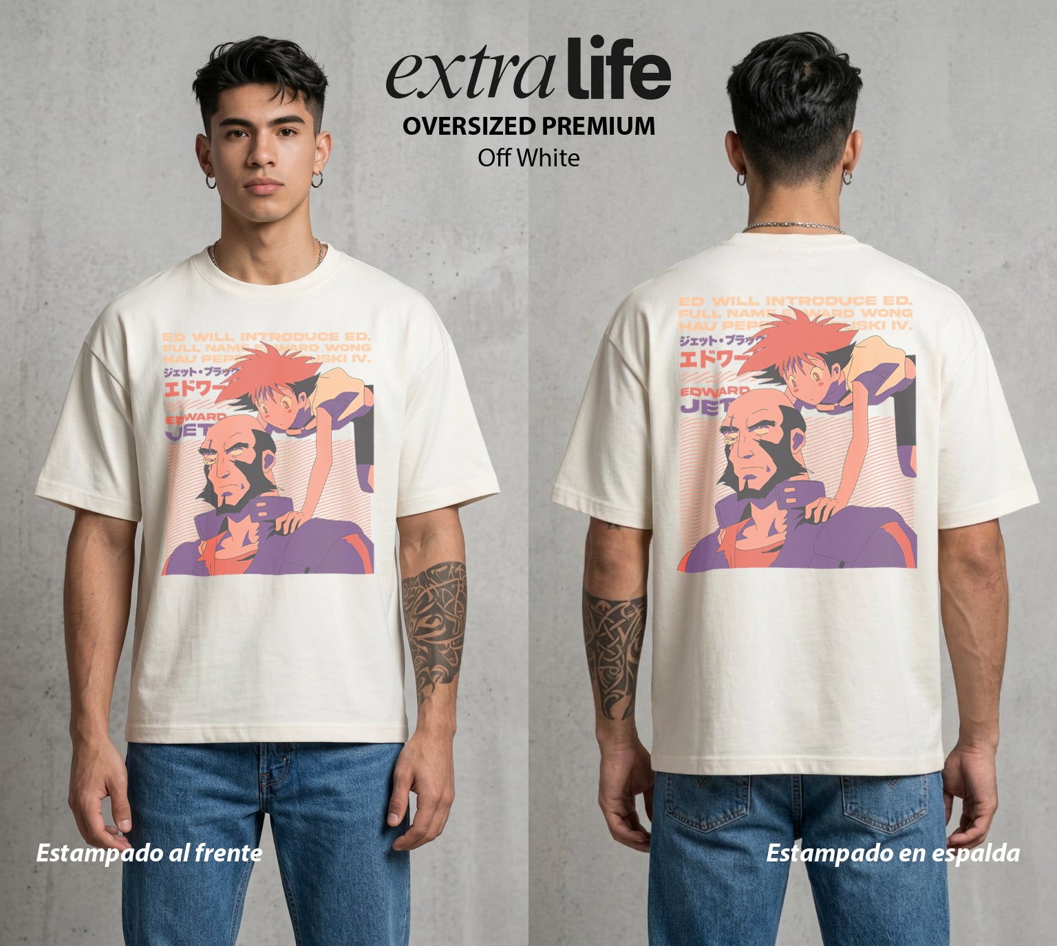 Vaqueros del Espacio | Genio e Industria #00521 - Playera Oversized Premium | Off White - Foto en modelo