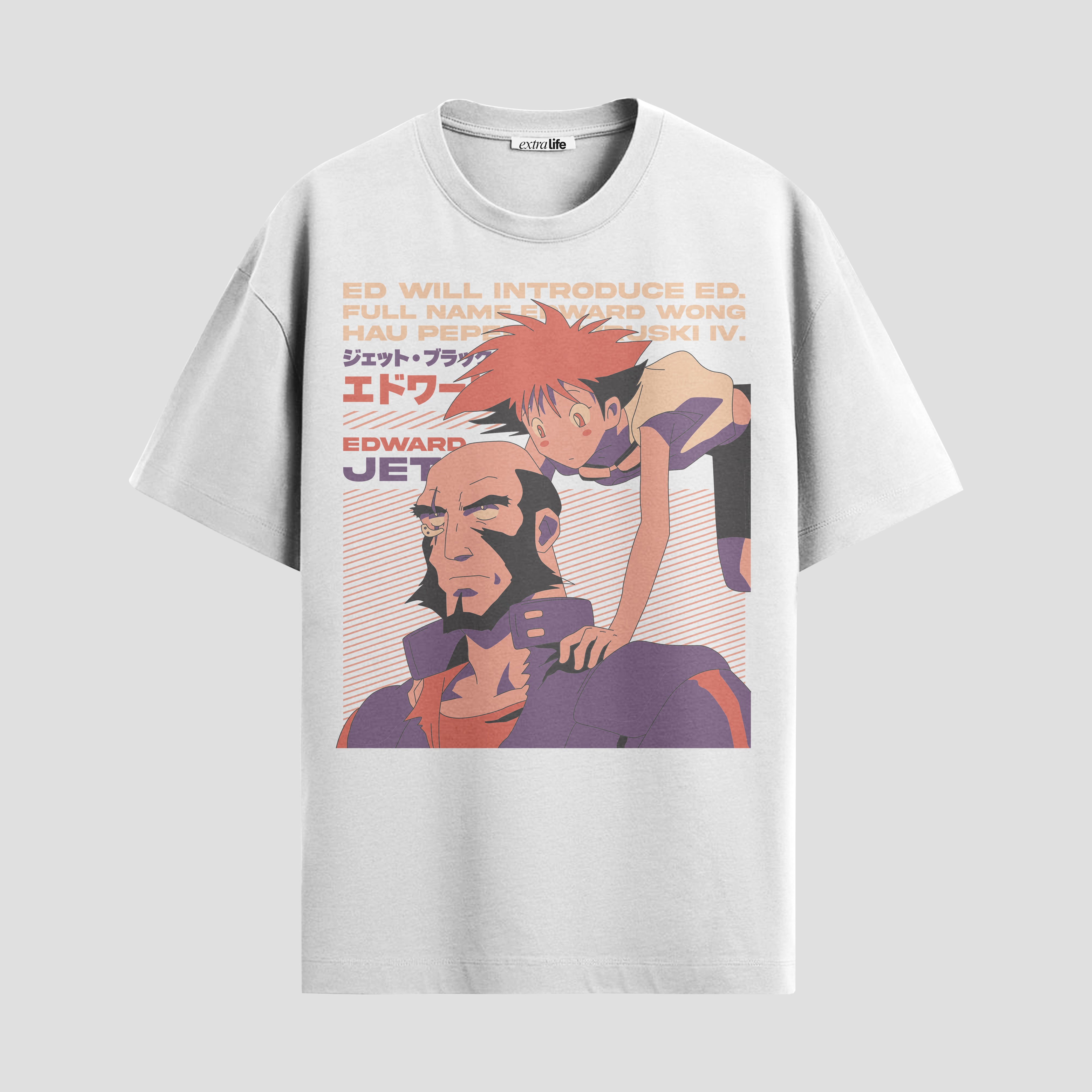 Playera urbana de anime y gaming ExtraLife MX, corte Standard Fit unisex ligero y transpirable en color Deep Black y Pure White, ropa de uso diario para gym y casual.