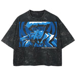 Playera streetwear premium de anime y gaming ExtraLife MX, corte boxy deluxe mineral wash heavyweight en color Acid Wash, moda urbana mexicana de culto.