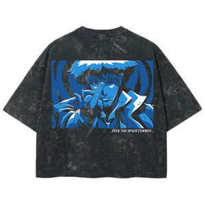 Playera streetwear premium de anime y gaming ExtraLife MX, corte boxy deluxe mineral wash heavyweight en color Acid Wash, moda urbana mexicana de culto.