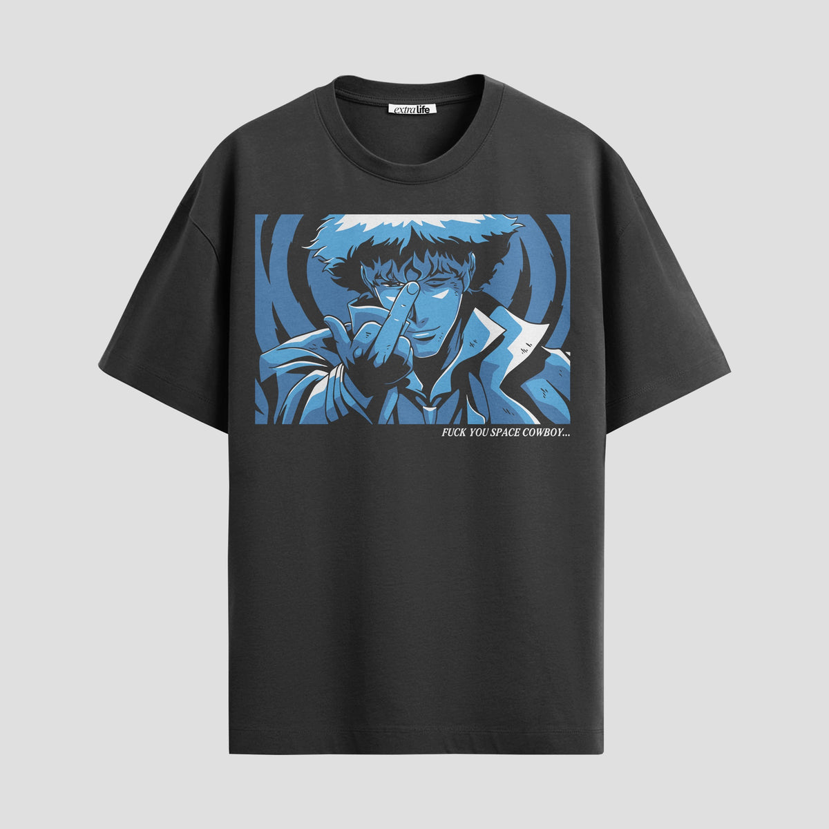 Playera urbana de anime y gaming ExtraLife MX, corte Classic Premium unisex ligero y transpirable en color Deep Black y Pure White, ropa de uso diario para gym y casual.