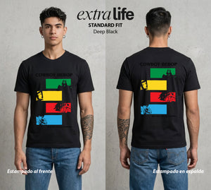 Vaqueros del Espacio | Blues en el Espacio Hasta Luego #00526 - Playera Standard Fit | Deep Black - Foto en modelo