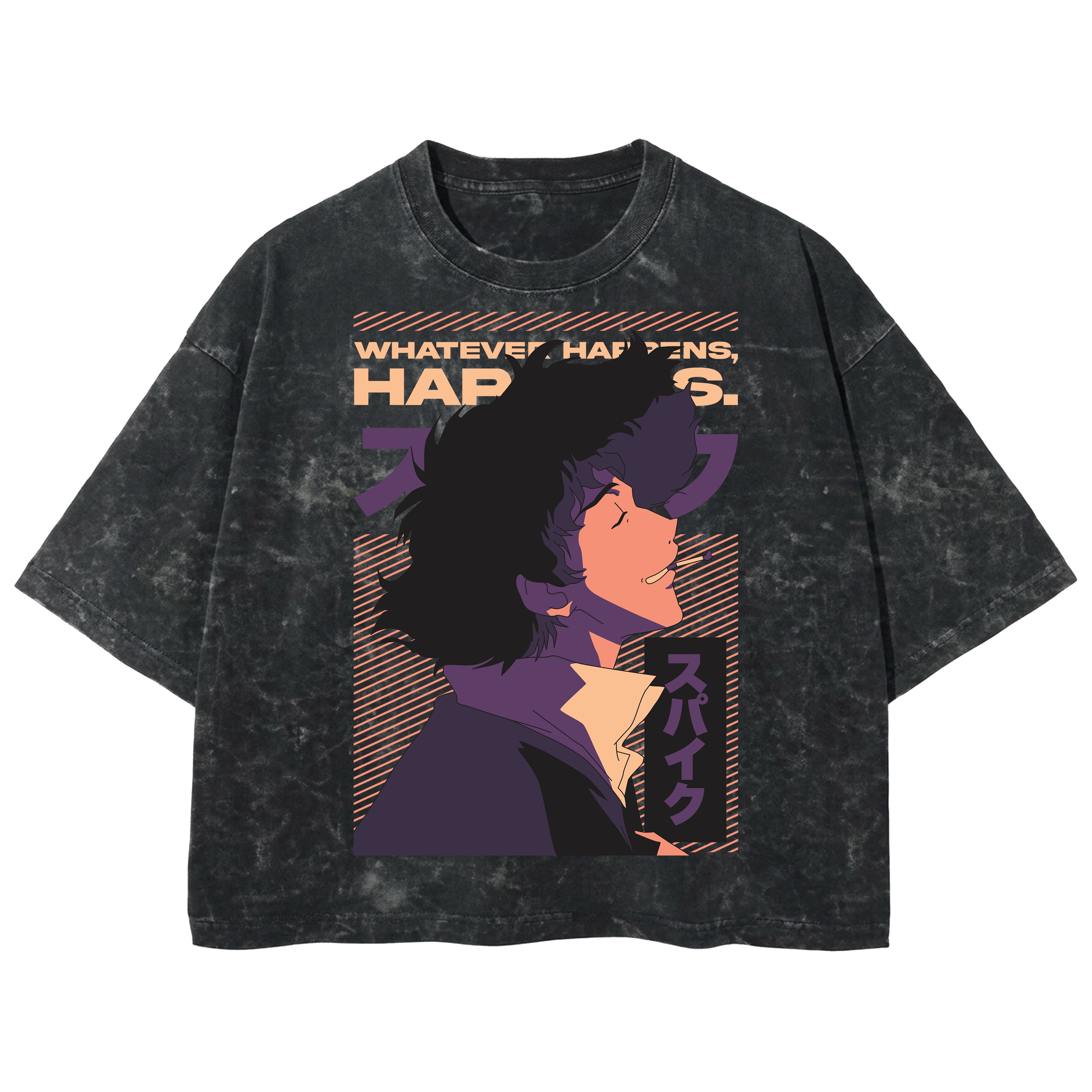 Playera streetwear premium de anime y gaming ExtraLife MX, corte boxy deluxe mineral wash heavyweight en color Acid Wash, moda urbana mexicana de culto.
