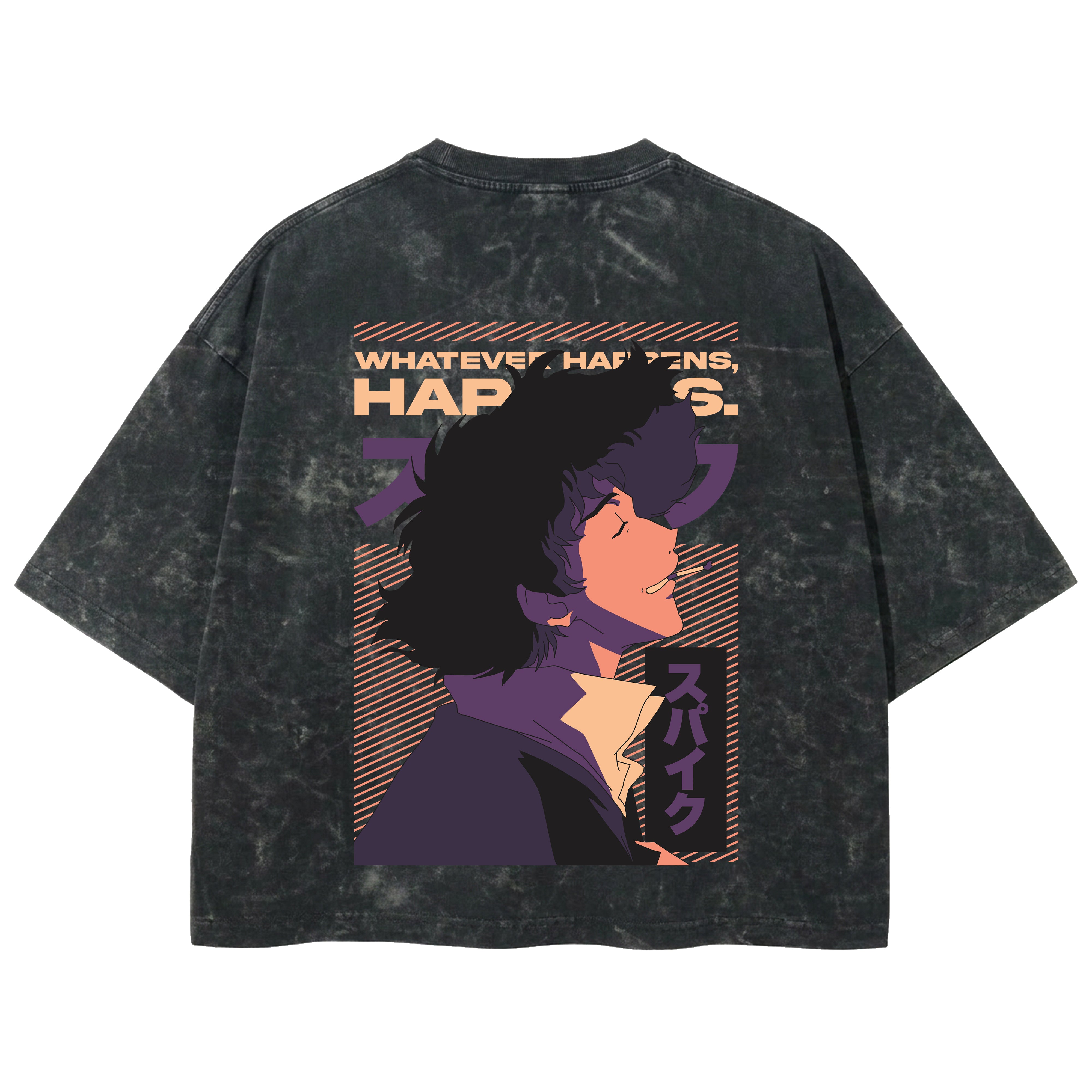 Playera streetwear premium de anime y gaming ExtraLife MX, corte boxy deluxe mineral wash heavyweight en color Acid Wash, moda urbana mexicana de culto.