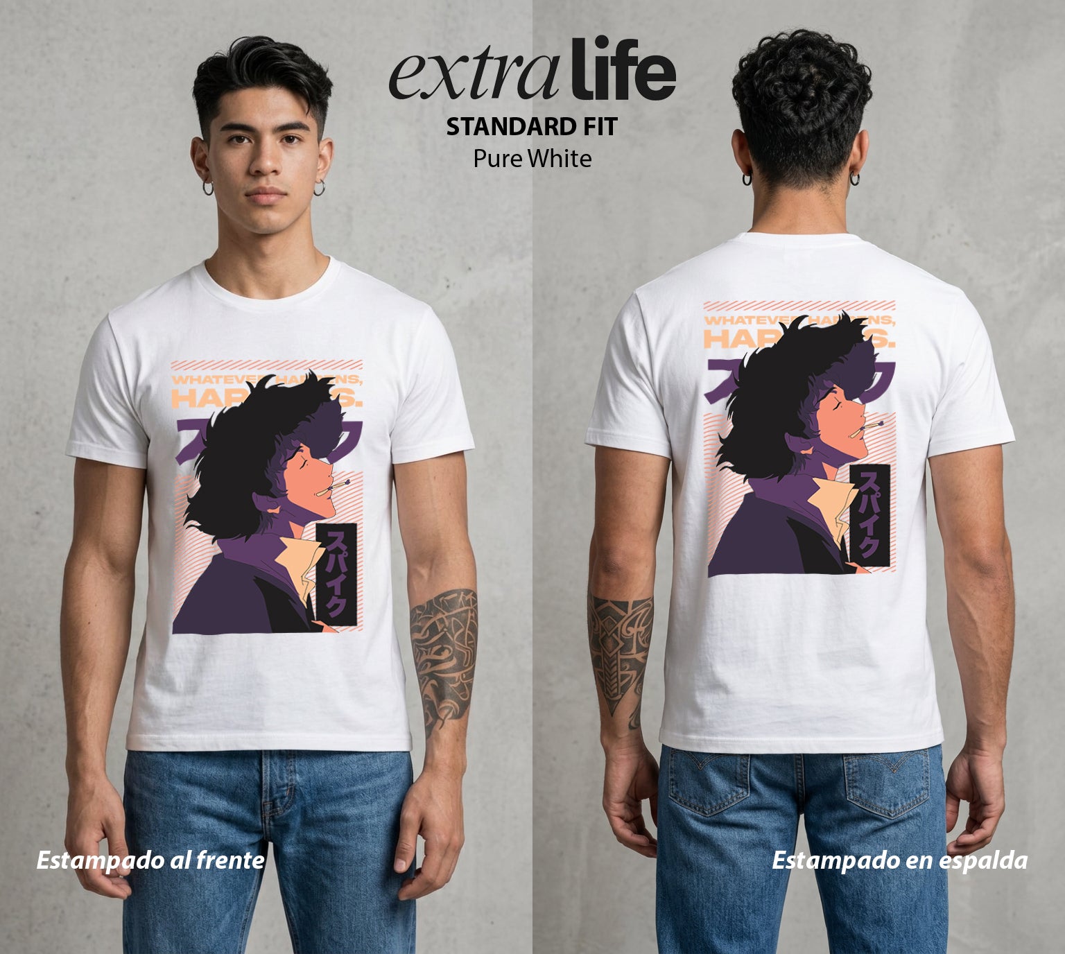 Vaqueros del Espacio | El Jazz y las Patadas #00527 - Playera Standard Fit | Pure White - Foto en modelo