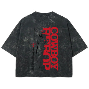 Playera streetwear premium de anime y gaming ExtraLife MX, corte boxy deluxe mineral wash heavyweight en color Acid Wash, moda urbana mexicana de culto.