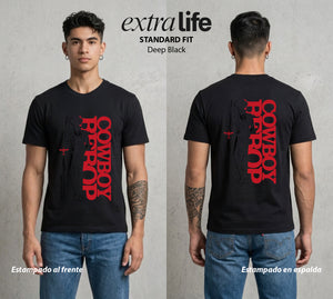 Vaqueros del Espacio | Blues en el Espacio #00528 - Playera Standard Fit | Deep Black - Foto en modelo