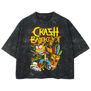 Playera streetwear premium de anime y gaming ExtraLife MX, corte boxy deluxe mineral wash heavyweight en color Acid Wash, moda urbana mexicana de culto.