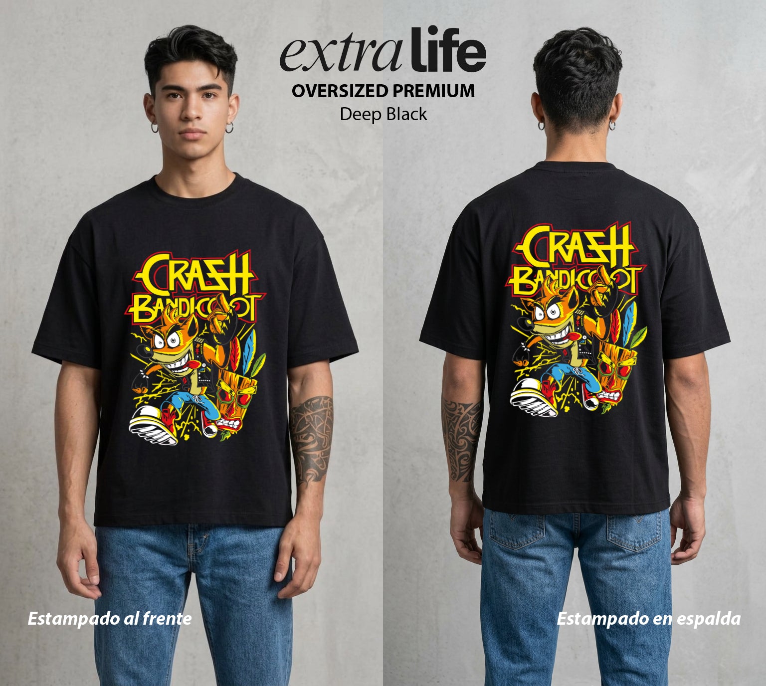 El Bandicot Salvaje | El Spin del Bandicot #00529 - Playera Oversized Premium | Deep Black - Foto en modelo