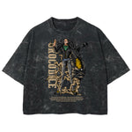 Playera streetwear premium de anime y gaming ExtraLife MX, corte boxy deluxe mineral wash heavyweight en color Acid Wash, moda urbana mexicana de culto.