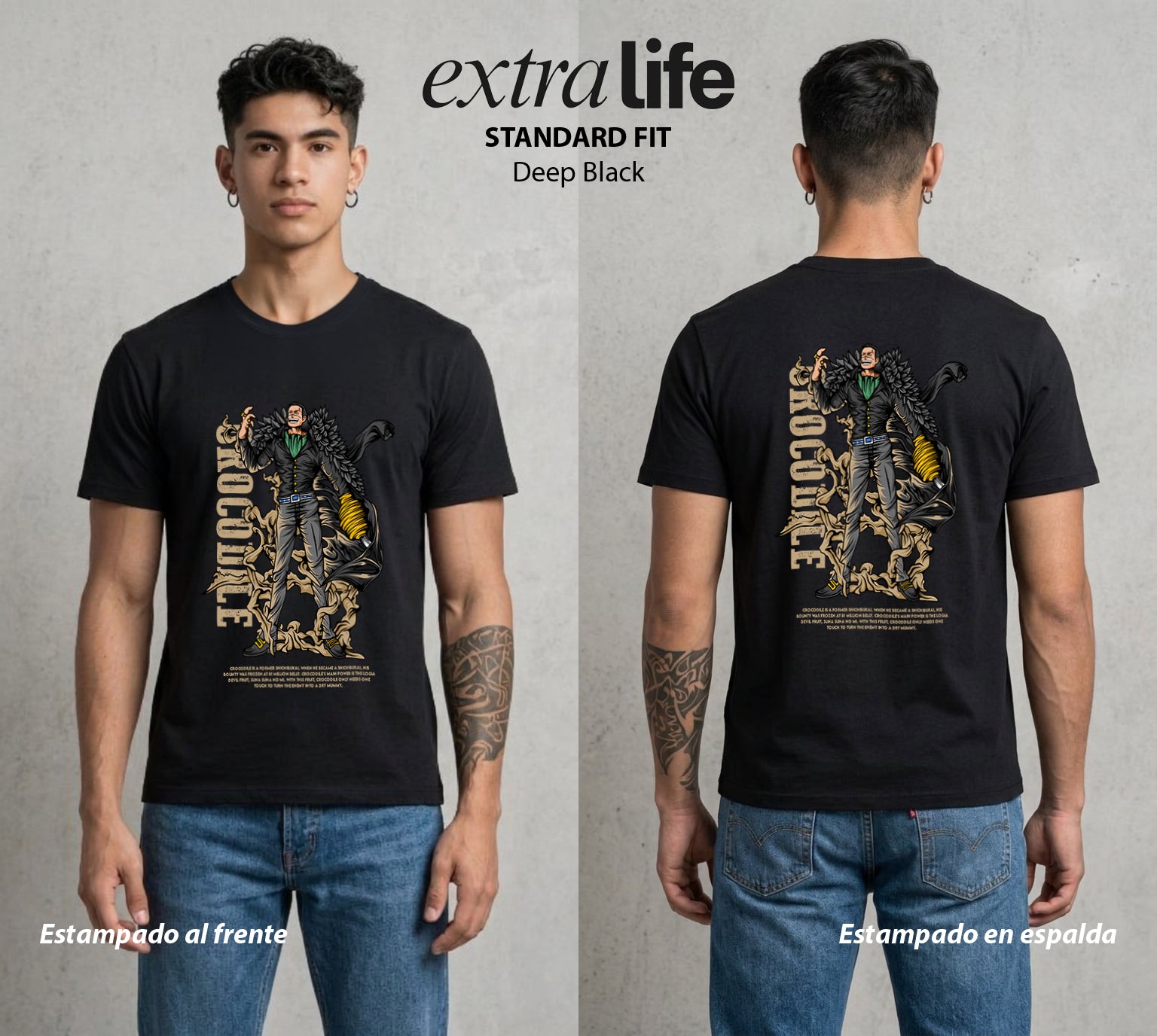 Mar de los Piratas | El Cocodrilo del Desierto #00530 - Playera Standard Fit | Deep Black - Foto en modelo