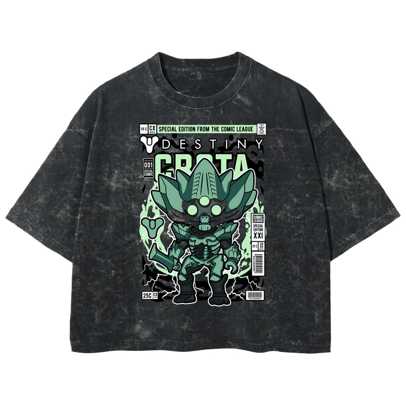 Playera streetwear premium de anime y gaming ExtraLife MX, corte boxy deluxe mineral wash heavyweight en color Acid Wash, moda urbana mexicana de culto.
