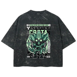 Playera streetwear premium de anime y gaming ExtraLife MX, corte boxy deluxe mineral wash heavyweight en color Acid Wash, moda urbana mexicana de culto.