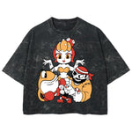 Playera streetwear premium de anime y gaming ExtraLife MX, corte boxy deluxe mineral wash heavyweight en color Acid Wash, moda urbana mexicana de culto.