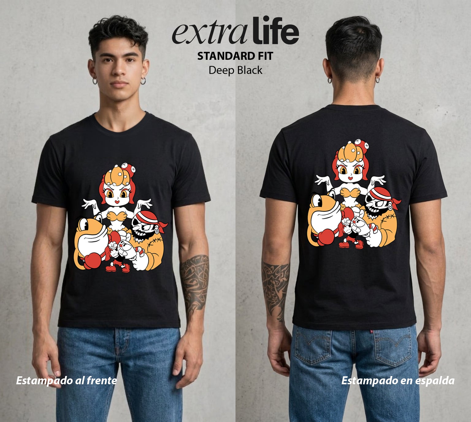 El Trato con el Diablo | La Copa Diabólica #00532 - Playera Standard Fit | Deep Black - Foto en modelo