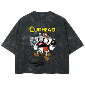 Playera streetwear premium de anime y gaming ExtraLife MX, corte boxy deluxe mineral wash heavyweight en color Acid Wash, moda urbana mexicana de culto.