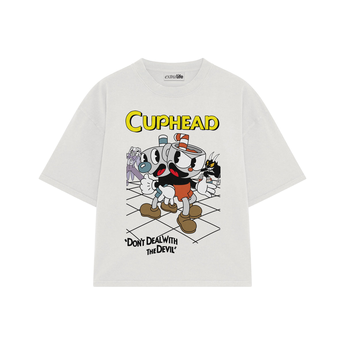 Playera streetwear premium de anime y gaming ExtraLife MX, corte oversized drop shoulder ligero y fresco en color Deep Black y Off-White, moda urbana mexicana de culto.