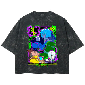 Playera streetwear premium de anime y gaming ExtraLife MX, corte boxy deluxe mineral wash heavyweight en color Acid Wash, moda urbana mexicana de culto.
