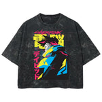Playera streetwear premium de anime y gaming ExtraLife MX, corte boxy deluxe mineral wash heavyweight en color Acid Wash, moda urbana mexicana de culto.