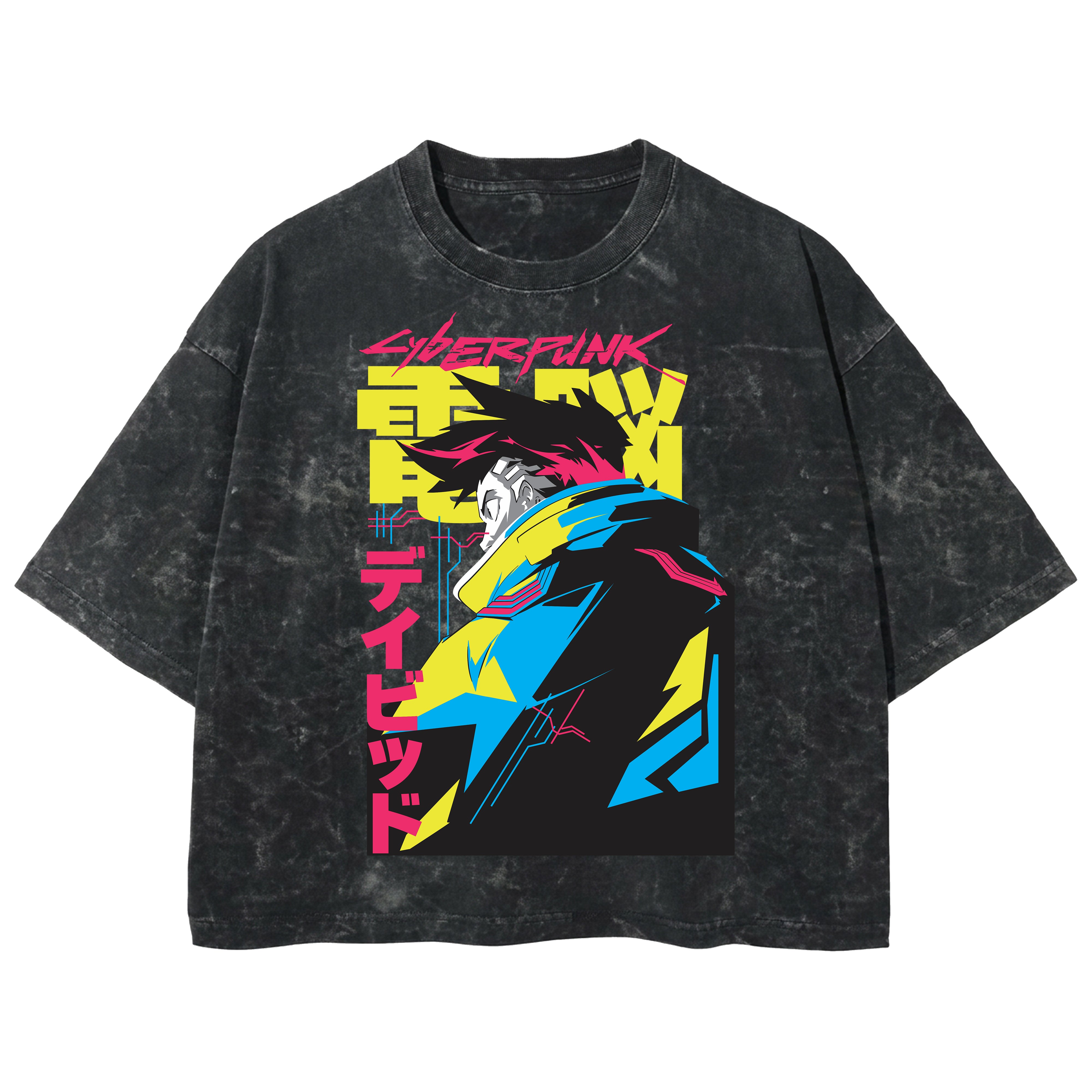 Playera streetwear premium de anime y gaming ExtraLife MX, corte boxy deluxe mineral wash heavyweight en color Acid Wash, moda urbana mexicana de culto.