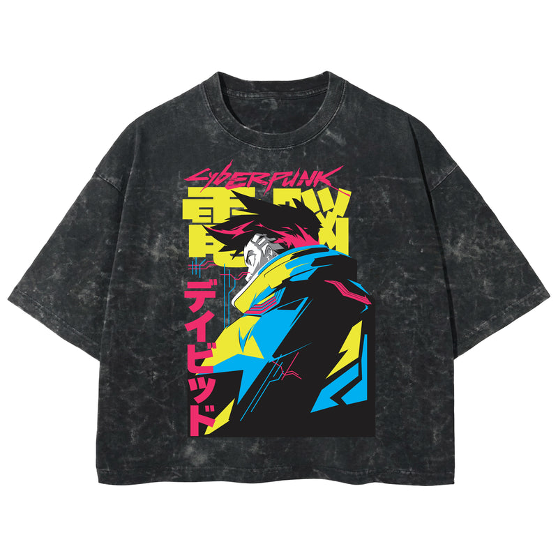 Playera streetwear premium de anime y gaming ExtraLife MX, corte boxy deluxe mineral wash heavyweight en color Acid Wash, moda urbana mexicana de culto.