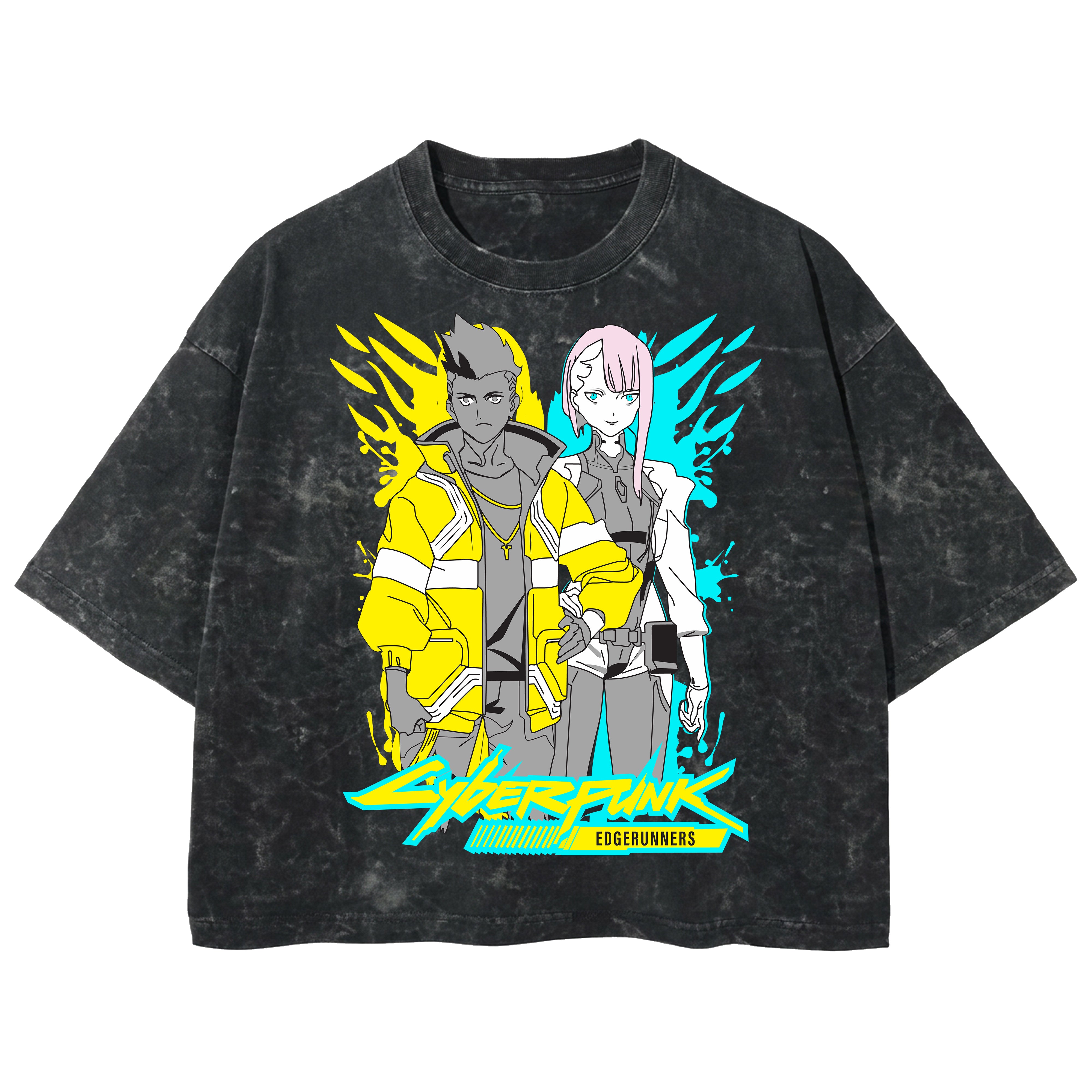 Playera streetwear premium de anime y gaming ExtraLife MX, corte boxy deluxe mineral wash heavyweight en color Acid Wash, moda urbana mexicana de culto.
