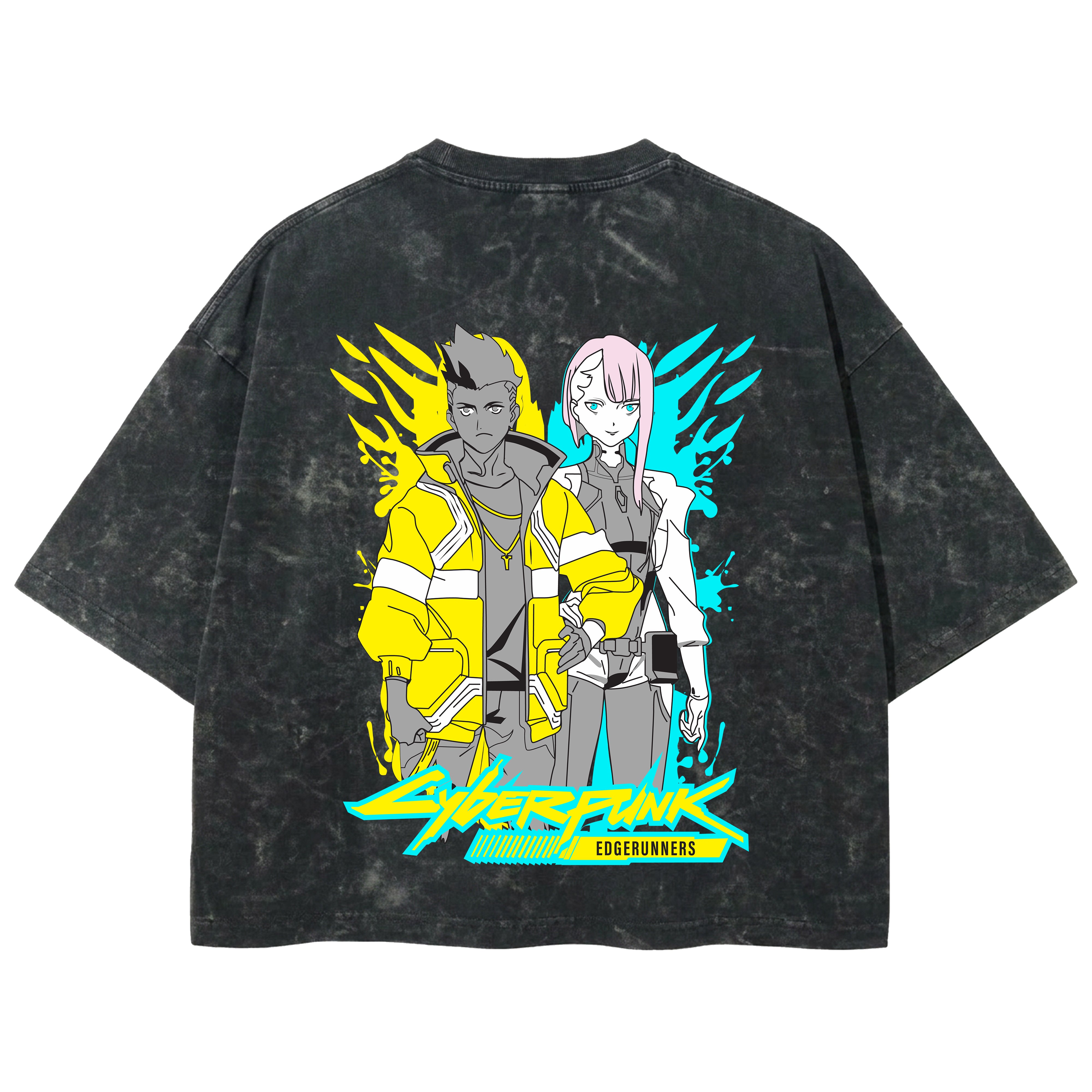 Playera streetwear premium de anime y gaming ExtraLife MX, corte boxy deluxe mineral wash heavyweight en color Acid Wash, moda urbana mexicana de culto.