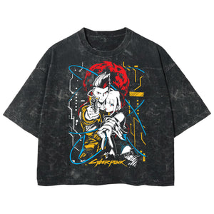 Playera streetwear premium de anime y gaming ExtraLife MX, corte boxy deluxe mineral wash heavyweight en color Acid Wash, moda urbana mexicana de culto.
