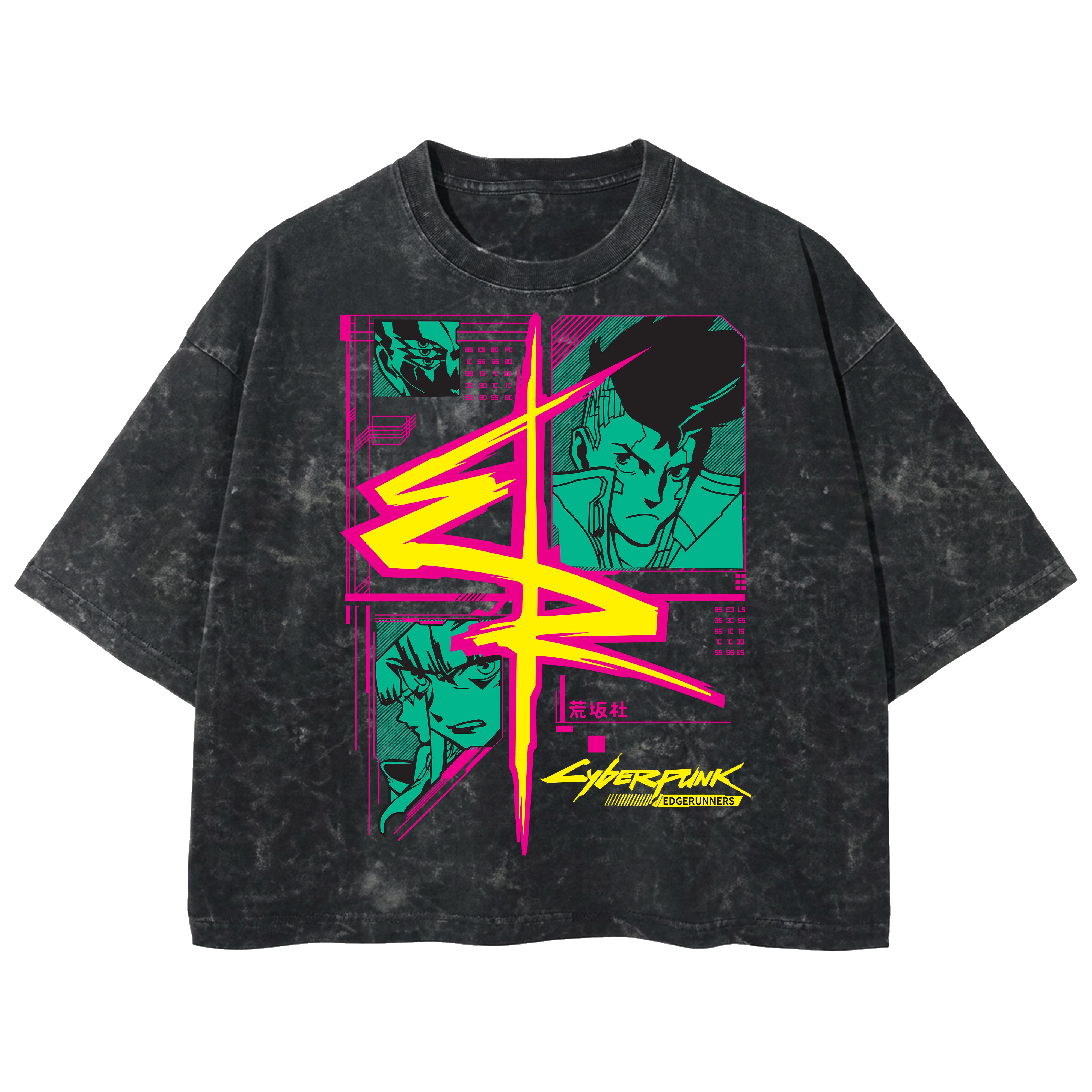 Playera streetwear premium de anime y gaming ExtraLife MX, corte boxy deluxe mineral wash heavyweight en color Acid Wash, moda urbana mexicana de culto.