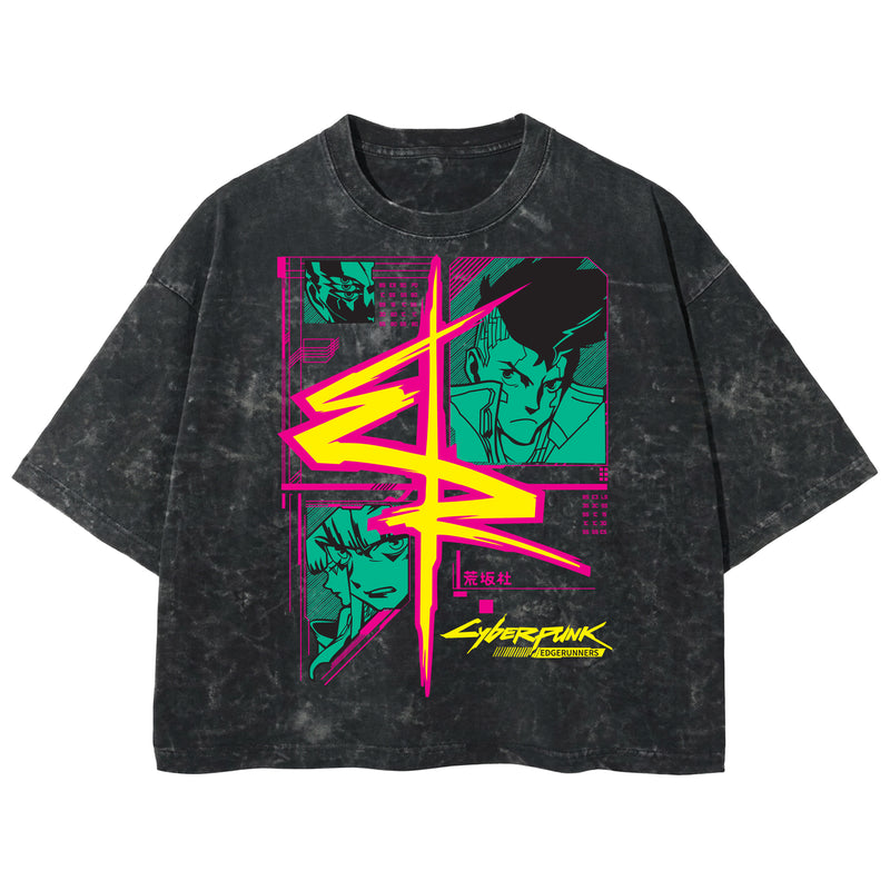 Playera streetwear premium de anime y gaming ExtraLife MX, corte boxy deluxe mineral wash heavyweight en color Acid Wash, moda urbana mexicana de culto.