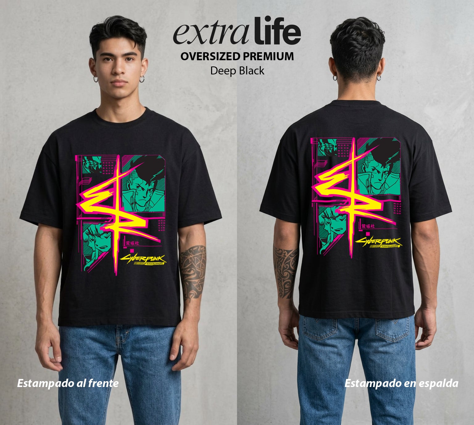 Los Corredores del Filo | La Especialista del Hack #00543 - Playera Oversized Premium | Deep Black - Foto en modelo