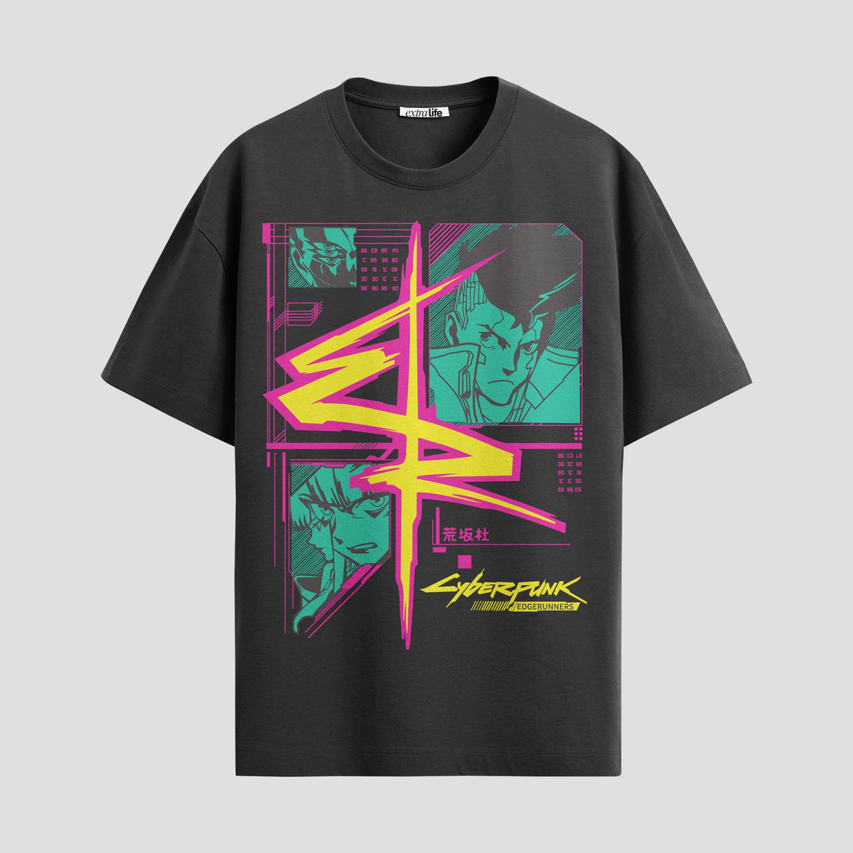 Playera urbana de anime y gaming ExtraLife MX, corte Classic Premium unisex ligero y transpirable en color Deep Black y Pure White, ropa de uso diario para gym y casual.
