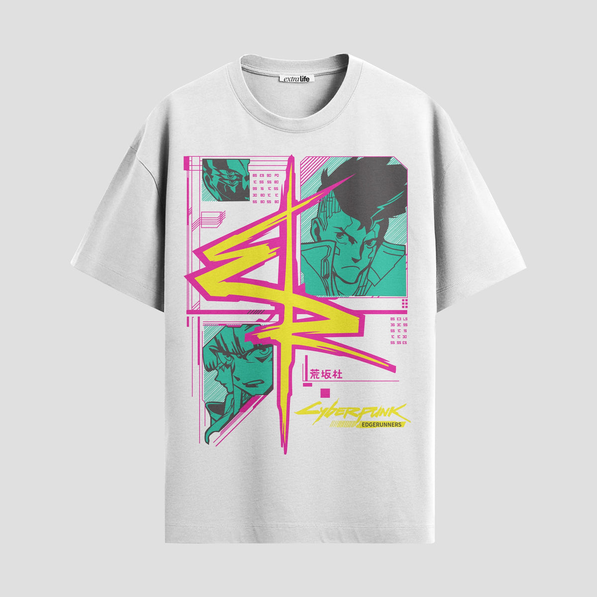 Playera urbana de anime y gaming ExtraLife MX, corte Classic Premium unisex ligero y transpirable en color Deep Black y Pure White, ropa de uso diario para gym y casual.