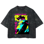 Playera streetwear premium de anime y gaming ExtraLife MX, corte boxy deluxe mineral wash heavyweight en color Acid Wash, moda urbana mexicana de culto.