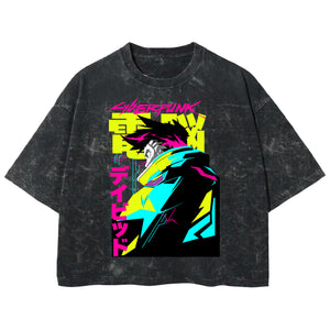 Playera streetwear premium de anime y gaming ExtraLife MX, corte boxy deluxe mineral wash heavyweight en color Acid Wash, moda urbana mexicana de culto.