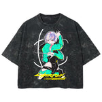 Playera streetwear premium de anime y gaming ExtraLife MX, corte boxy deluxe mineral wash heavyweight en color Acid Wash, moda urbana mexicana de culto.