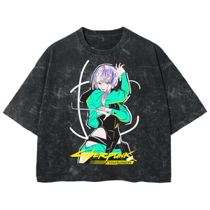 Playera streetwear premium de anime y gaming ExtraLife MX, corte boxy deluxe mineral wash heavyweight en color Acid Wash, moda urbana mexicana de culto.