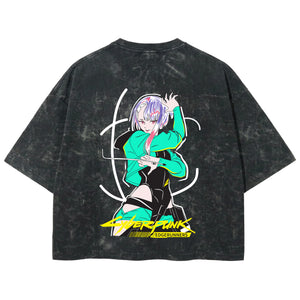 Playera streetwear premium de anime y gaming ExtraLife MX, corte boxy deluxe mineral wash heavyweight en color Acid Wash, moda urbana mexicana de culto.