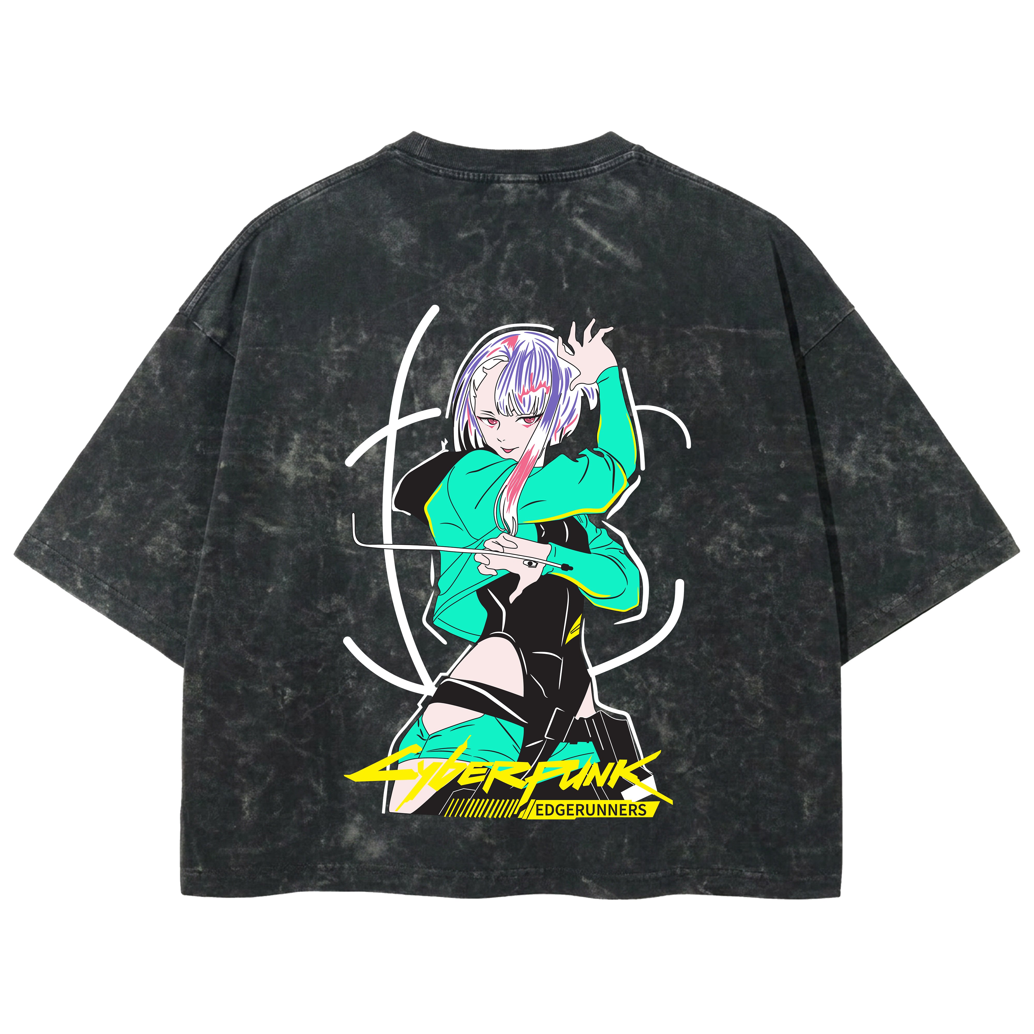 Playera streetwear premium de anime y gaming ExtraLife MX, corte boxy deluxe mineral wash heavyweight en color Acid Wash, moda urbana mexicana de culto.