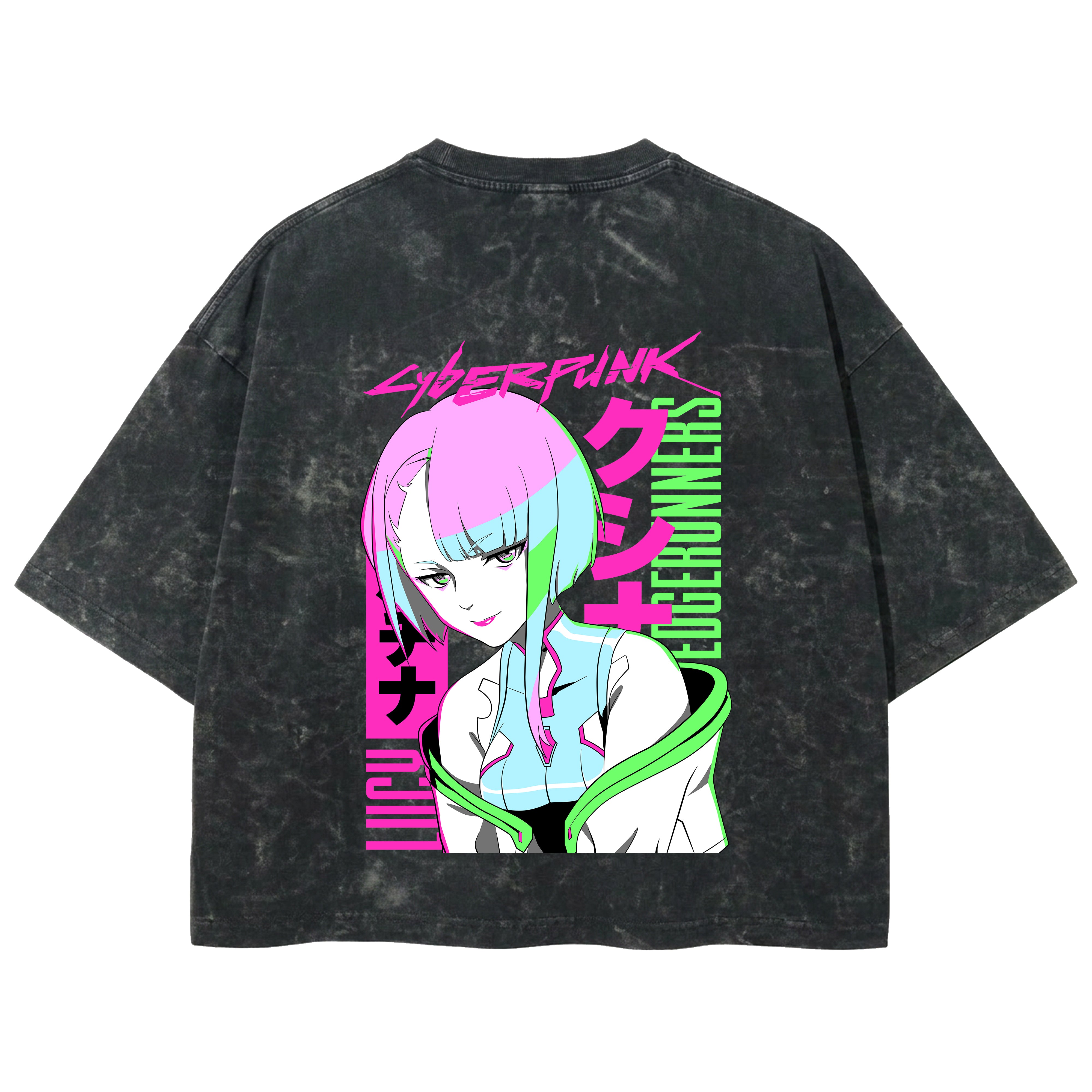 Playera streetwear premium de anime y gaming ExtraLife MX, corte boxy deluxe mineral wash heavyweight en color Acid Wash, moda urbana mexicana de culto.